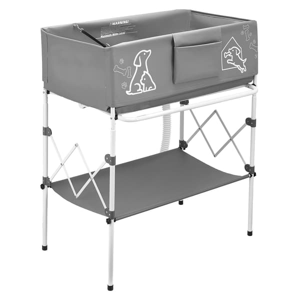 Hundebadekar 83x61x98,8 cm Grå Foldbar Plejestation