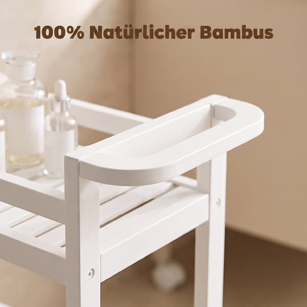 Serveringsvogn 3 niveauer 55x20x75 cm Hvid bambus