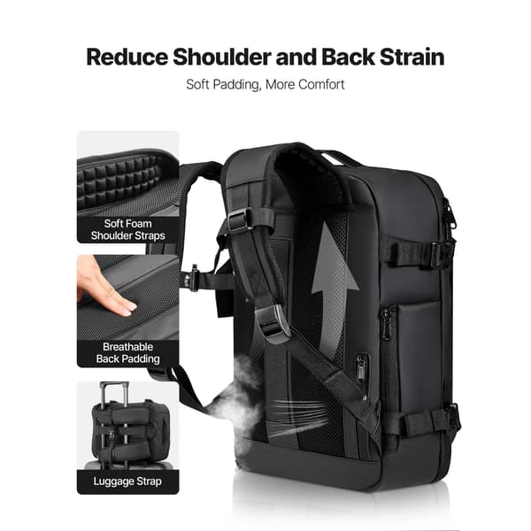 Vacuum rejserygsæk 35L sort, vakuumforseglet kompression, PVC-læder