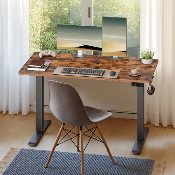 Højdejusterbart skrivebord 120x60x72-120 cm brun træ