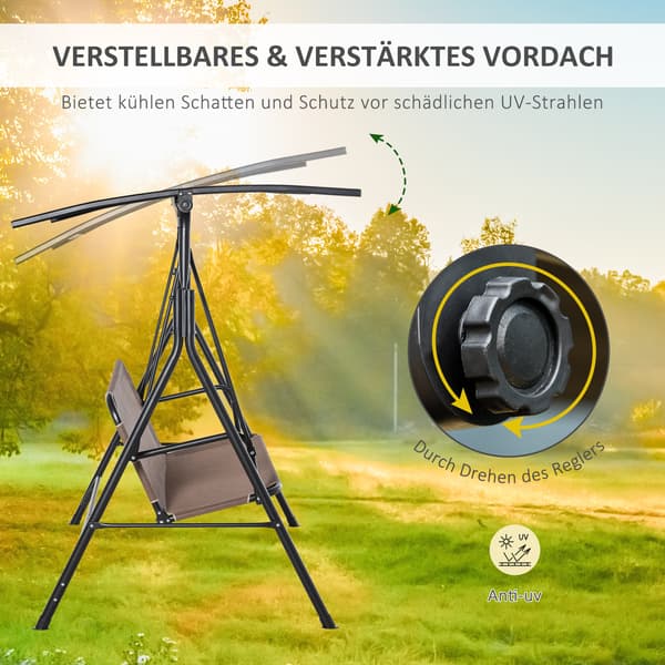 Hammockgunga för veranda, 172x110x155 cm, Brun