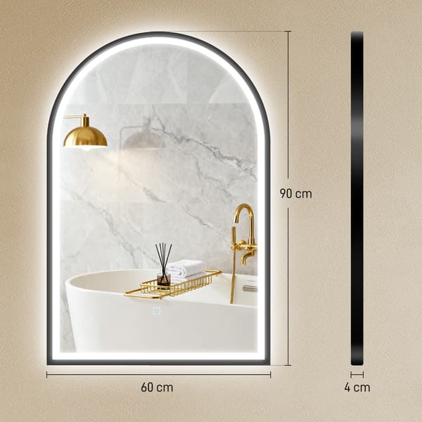 LED badeværelsesspejl 60x90 cm sort