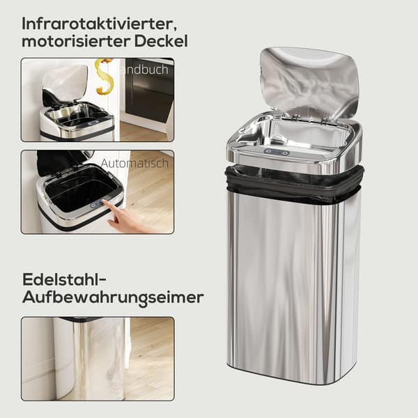 Sensor affaldsspand 30 L 33x25x57,5 cm sølv