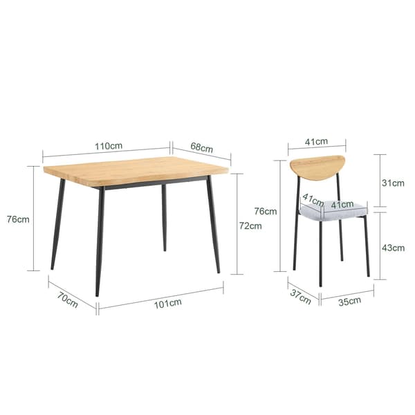 Spisebordssæt, OGT52-N, 110x70x76 cm, Sort