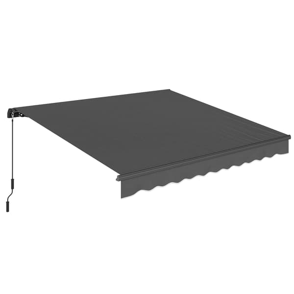 Utdragbar markis 350x300 cm Mörkgrå Metall/Polyester