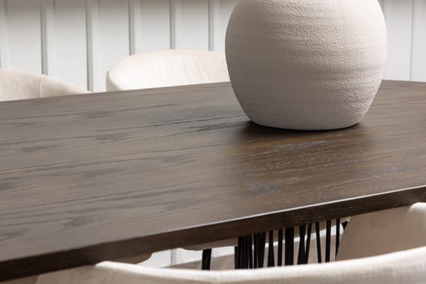 Spisebord og stol sæt Stone oval 220x100 cm sort beige