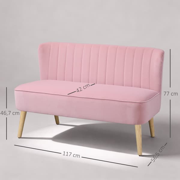 Soffa, 2-sits tygsoffa, 117x56,5x77 cm, rosa, tyg