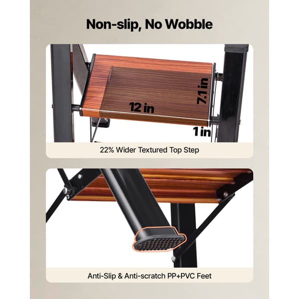 Trappestige 3 trin foldbar 44,5x65x85 cm sort aluminium
