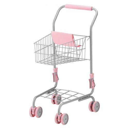 Barnens kundvagn med docka, 2 våningar, 6 L, rosa