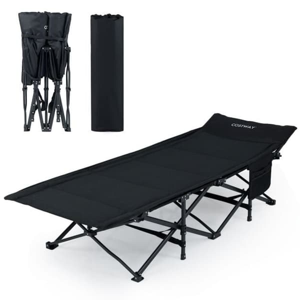 Sammenklappelig feltseng 189x69x48 cm sort, Oxford-stof