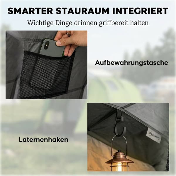 Campingtelt 210x210x150 cm Mørkegrå Polyester