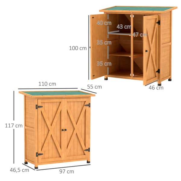 Haveskab 110x55x117 cm gul