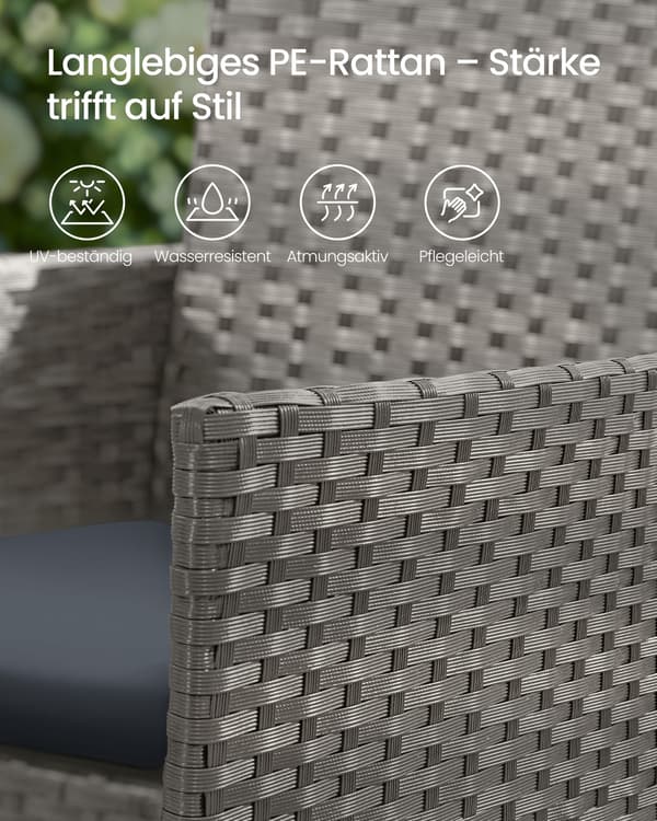 Trädgårdsmöbelset 56x55x81 cm Grå PE-Polyrattan
