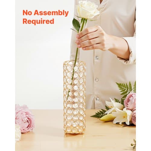 Blomvas 26x8,3 cm Guld Kristall Cylinder Set