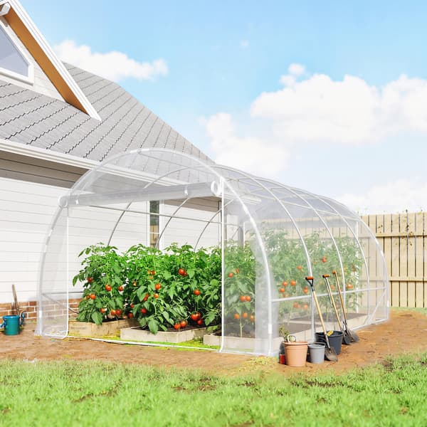Polytunnel drivhus, 297x395x199 cm, transparent, stål