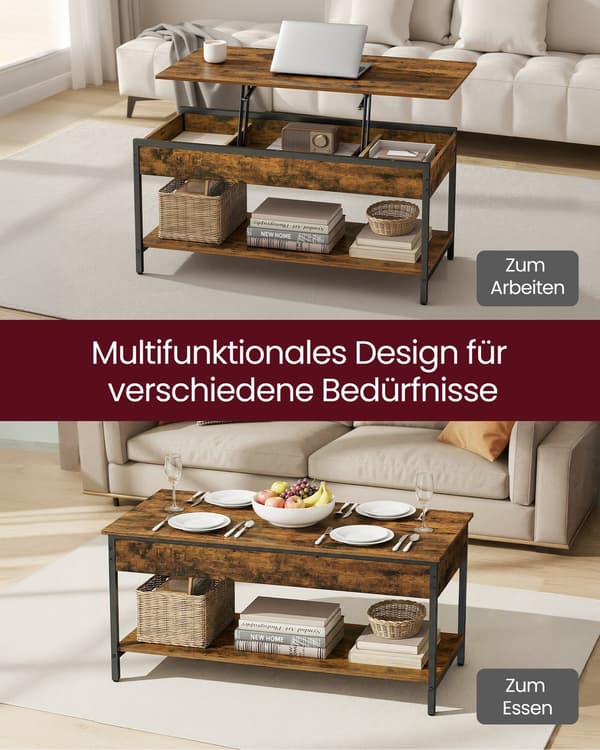 Sofabord 50x100 cm Brun-Sort træ og stål