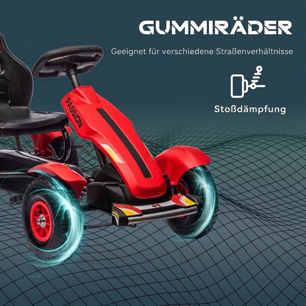Pedal Go-Kart til børn 121x58x61 cm rød