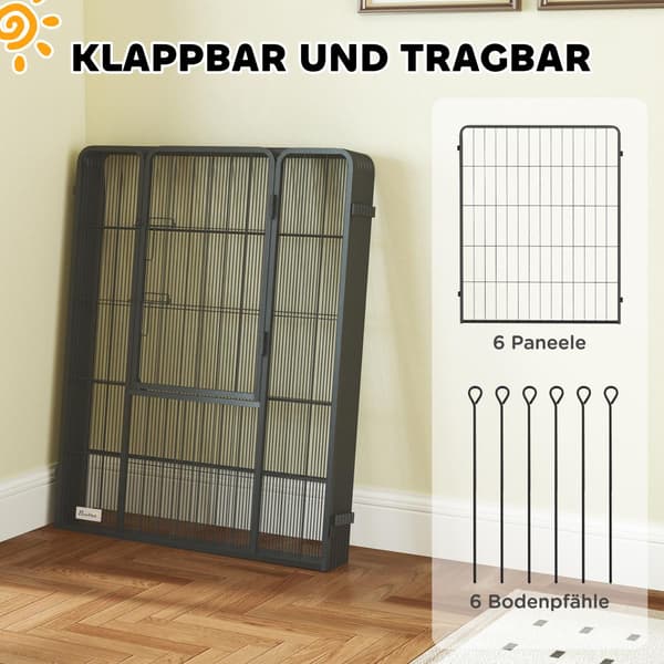 Hundegård, stål, 100 cm høj, sort