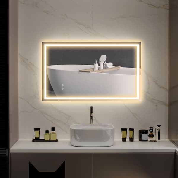 Badrumsspegel LED 100x60x3 cm Silver