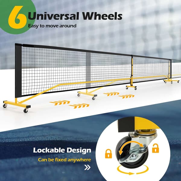 Pickleballnet-system, 674x60,5x92 cm, Sort Gul