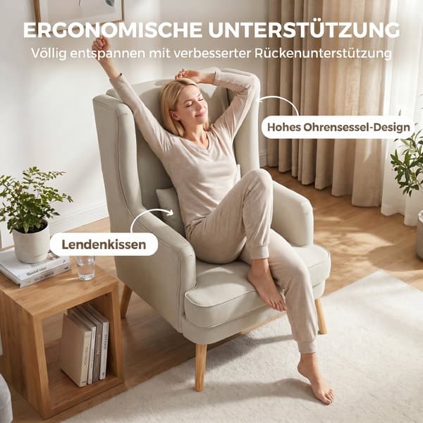 Accentstol 77x77x110 cm beige