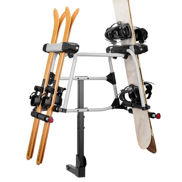 Ski- og snowboardholder, til montering på trækkrog, 89,5x99x12 cm, sort
