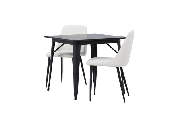 Spisebord og stol sæt Tempe 80x80 cm sort MDF PU