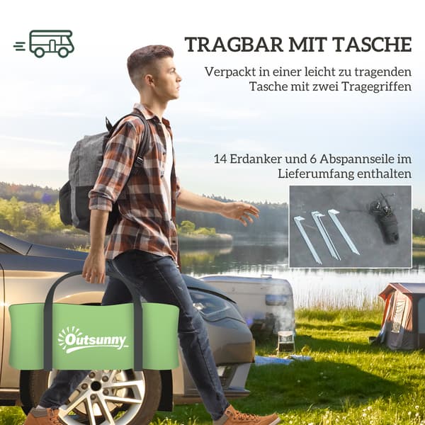 Campingtält 470x220x150 cm Mörkgrönt Polyester