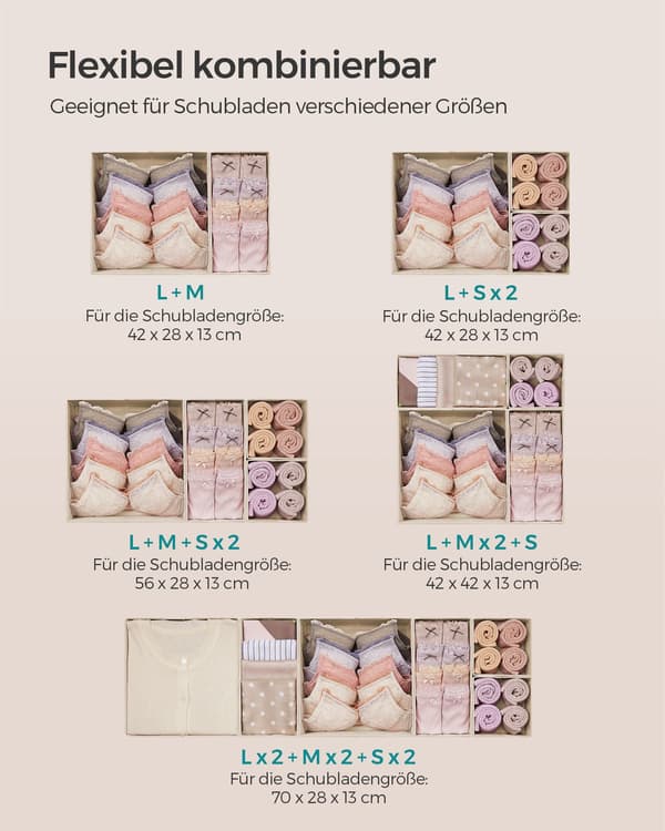 Förvaringsbox för Låda 12 Set sandbeige