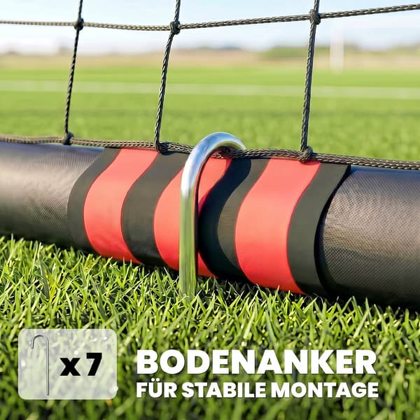 Fodboldmål til have 300x120x200 cm sort/rød
