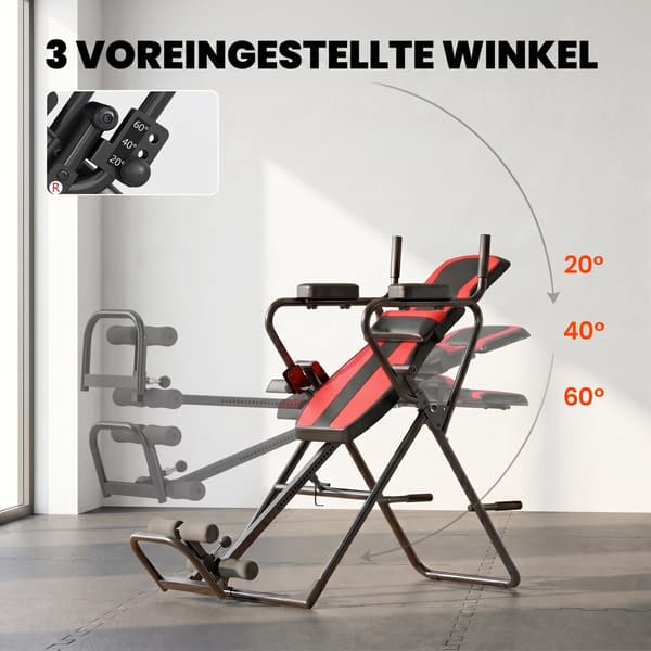 Inversion Table 3-i-1 med Push-Up og Pull-Up Barer 161x69x146 cm Sort Stål
