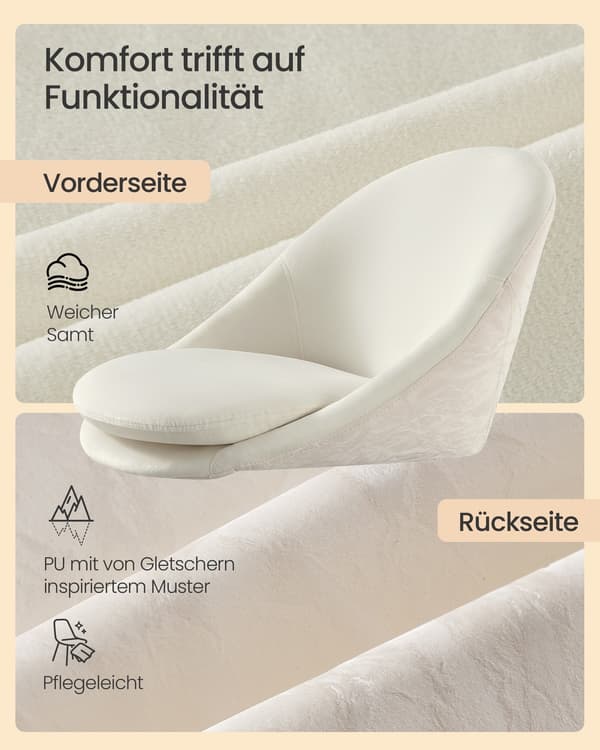 Kontorstol, 60x60x80 cm, Hvit, Justerbar