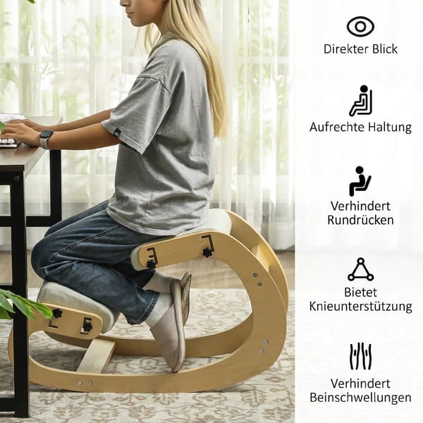 Ergonomisk knästol 55x85x55 cm krämvit