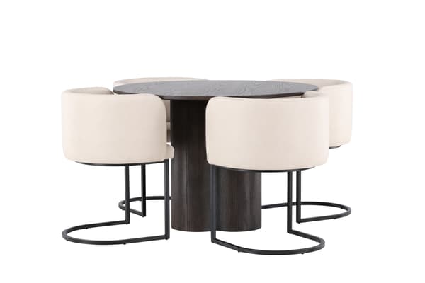 Spisesæt Olivia spisebord og Simrishamn spisestol 110 cm beige