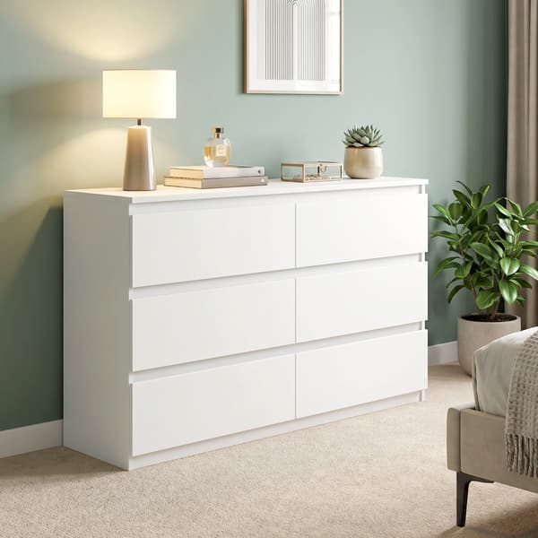 Kommode med 3 skuffer 112x34x75 cm hvid