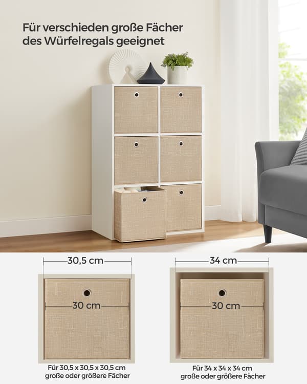 Förvaringslåda Set 30x30x30 cm Beige Vävda Tyger