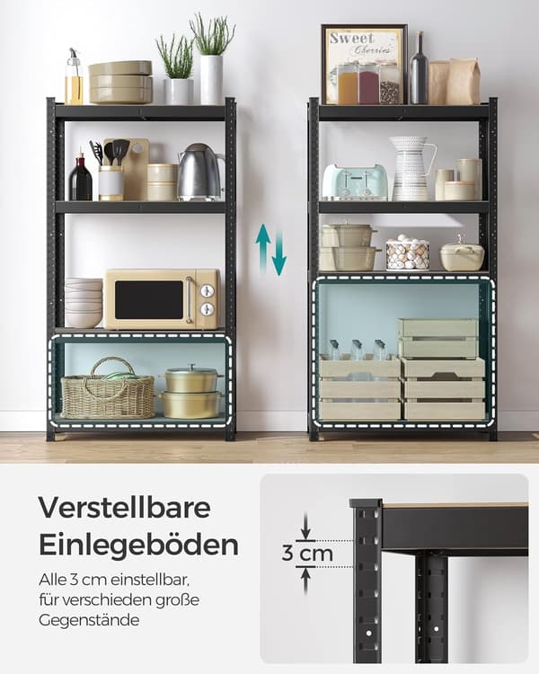 Reol 80x40x160 cm Sort Stål