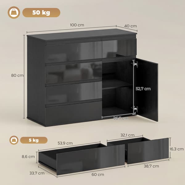 Skænk 100x40x80 cm Sort Opbevaring