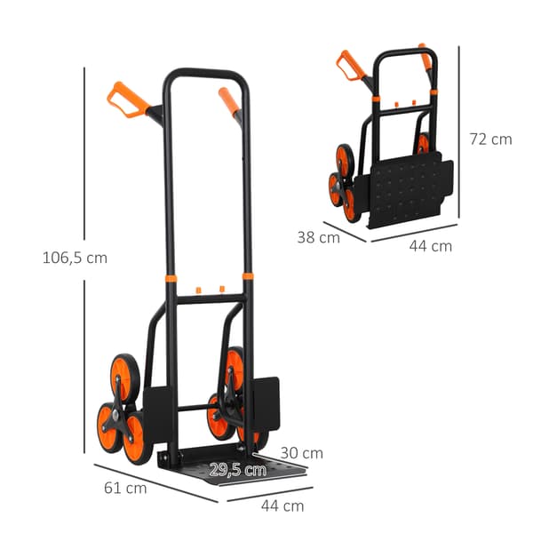 Trappklättrande handvagn 44x38x106,5 cm Orange Stål