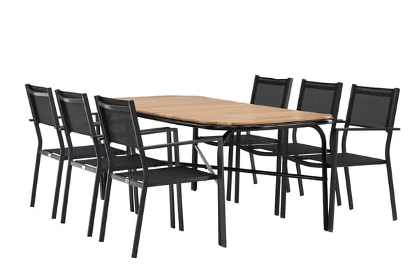 Spisebord og stol sæt 200x90x75 cm sort stål