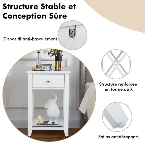 Sengeborde 2 stk. 40,6x30,5x61 cm hvide
