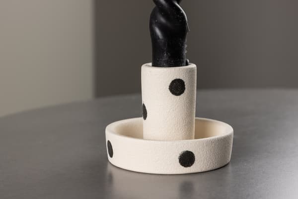 Lysestage, 11x6 cm, Hvid, Stentøj