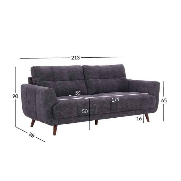 Soffa Steve 213x88x90 cm mörkgrå tyg