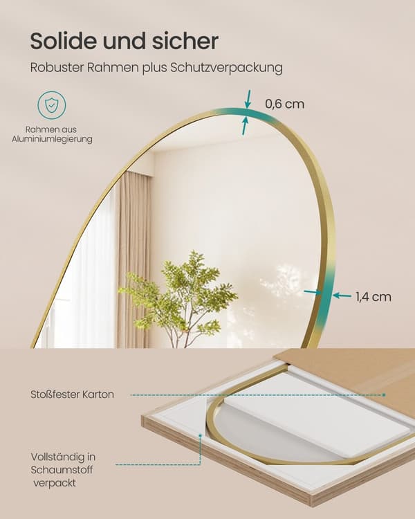Helkroppsspegel 160x50 cm Guld Glas