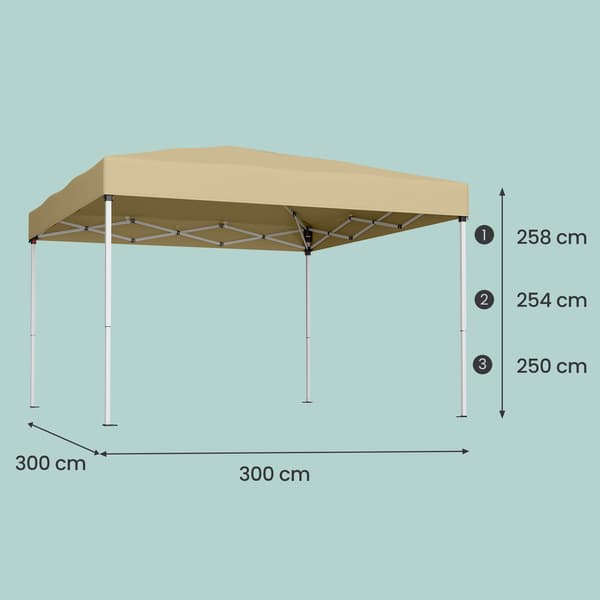 Gazebo 3x3x2,6 m Beige PE-plast og stål
