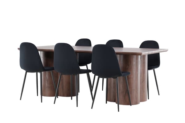 Spisebord og stol sæt Olivia 100x210 cm Sort MDF