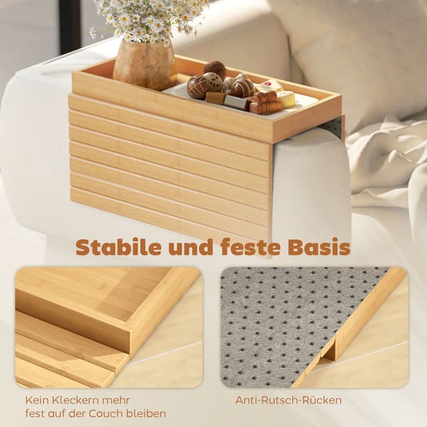 Soffarmstöd-bricka, 45x33,5x3 cm, Natur, Bambu