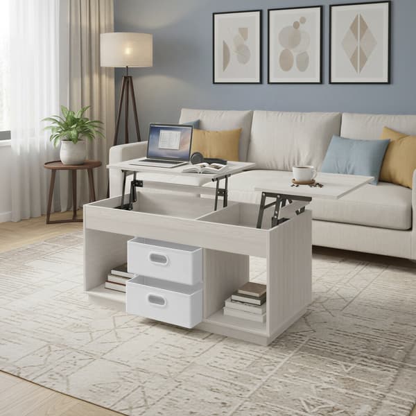 Sofabord Høydejusterbart 50x100x48 cm Beige Stål