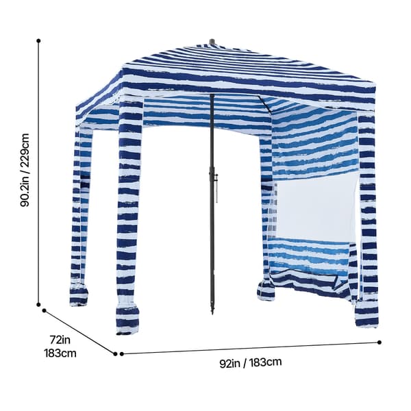 Strandkabine 183x183x229 cm Navy Striber Solskærm