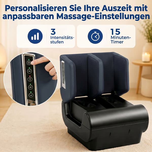 Ben- og fodmassager med varme 38x37x46 cm blå/sort